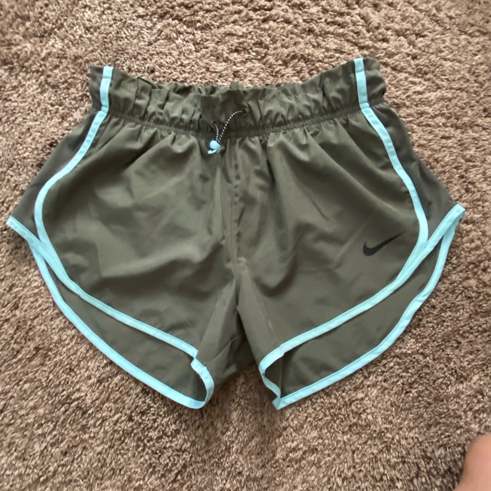 Nike Women's Athletic Shorts in Olive and Light Blue